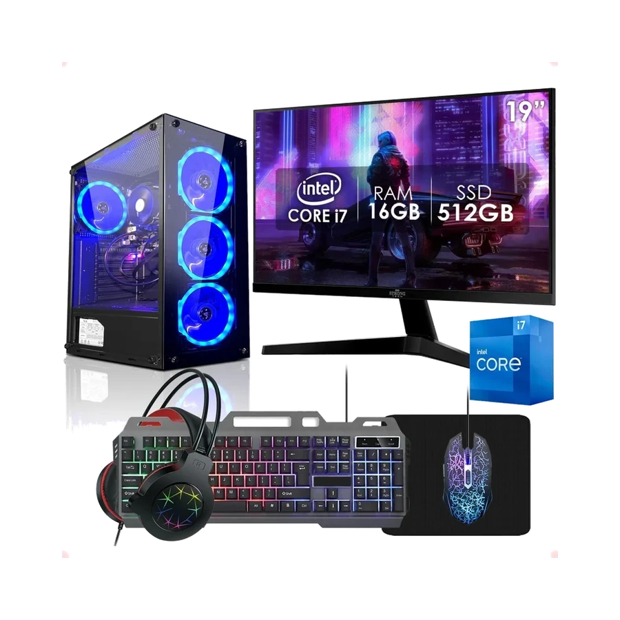 PC Gamer Completo Intel Core i7 16GB SSD 512GB Monitor 19" Kit…